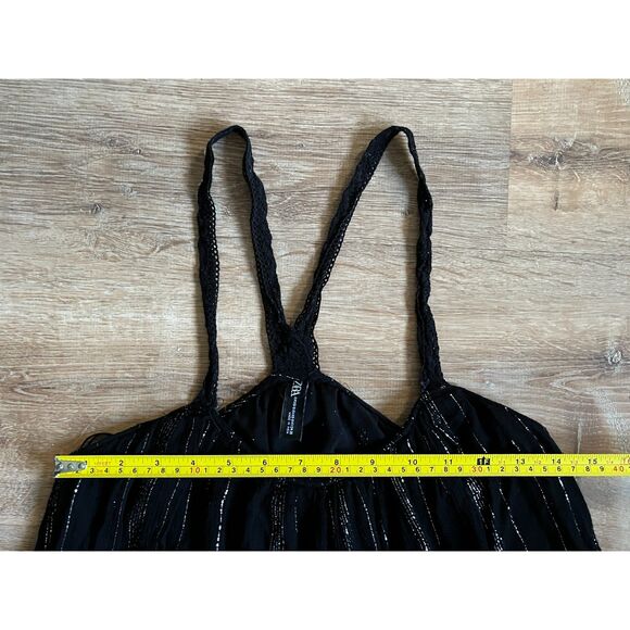 ZARA Black SIlver Metallic Oversized Stripe Maxi Racerback Dress Women's Size XS - Picture 10 of 10